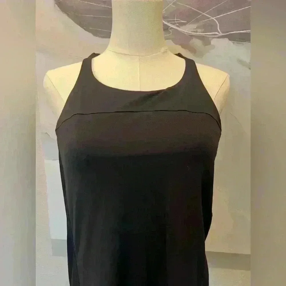 Lululemon Black tank with drape back and crisscross back straps. Size 8